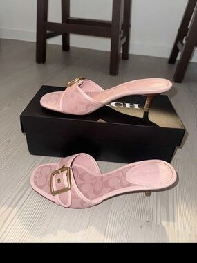 Coach Pink Signature Monogram Kitten Heel Mules ANY SIZE AVAILABLE